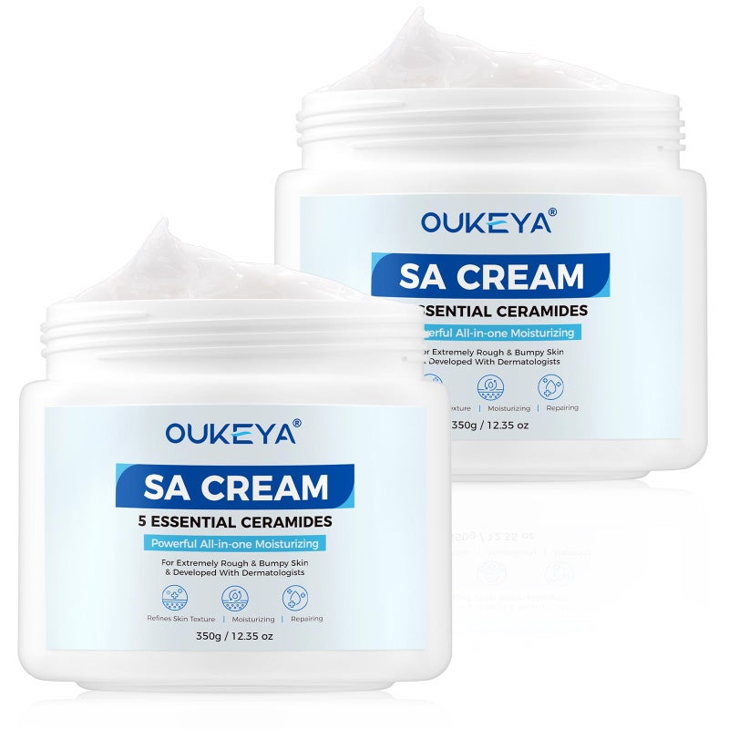 OUKEYA SA Cream for Rough & Bumpy Extremely Dry Skin with 5 Kinds of Ceramides & Salicylic Acid,Exfoliating Moisturizing Body Lotion with Long-Lasting Moisture,Dermatologist Recommended,2 Pack - Image 1