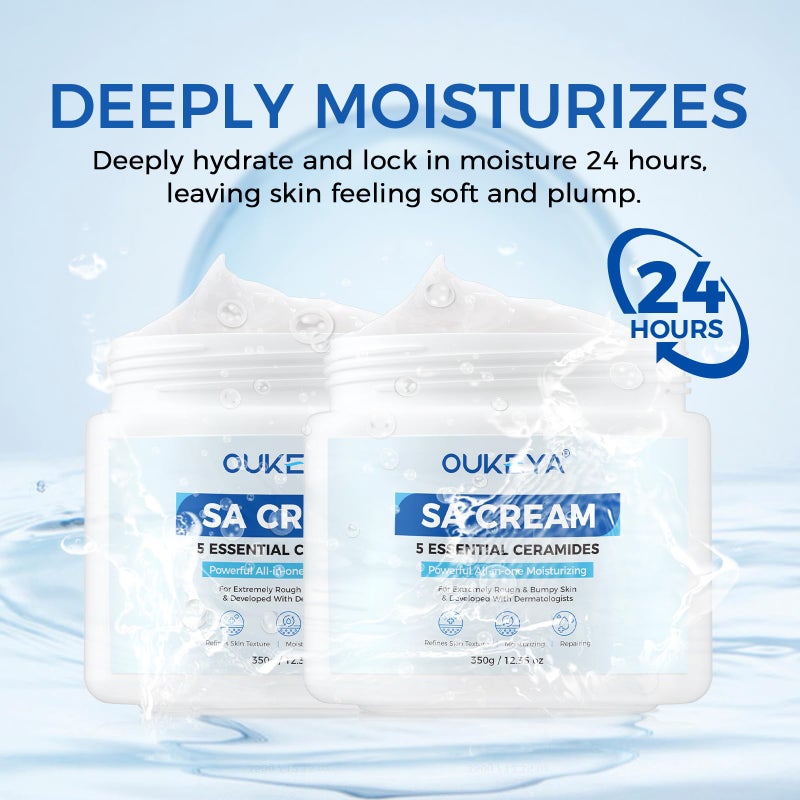 OUKEYA SA Cream for Rough & Bumpy Extremely Dry Skin with 5 Kinds of Ceramides & Salicylic Acid,Exfoliating Moisturizing Body Lotion with Long-Lasting Moisture,Dermatologist Recommended,2 Pack - Image 5