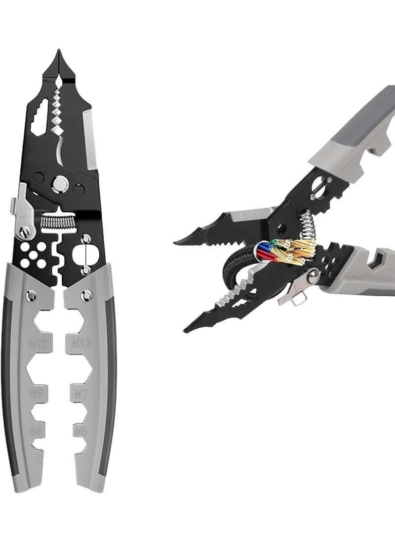 EDBIRET - EDBIRET 28 in 1 SelfAdjusting Multifunctional Wire Stripper and Cutter Pliers Tools For Electricians 8Inch Wire Crimping Tool Universal Automatic Cable Cutting - Image 1