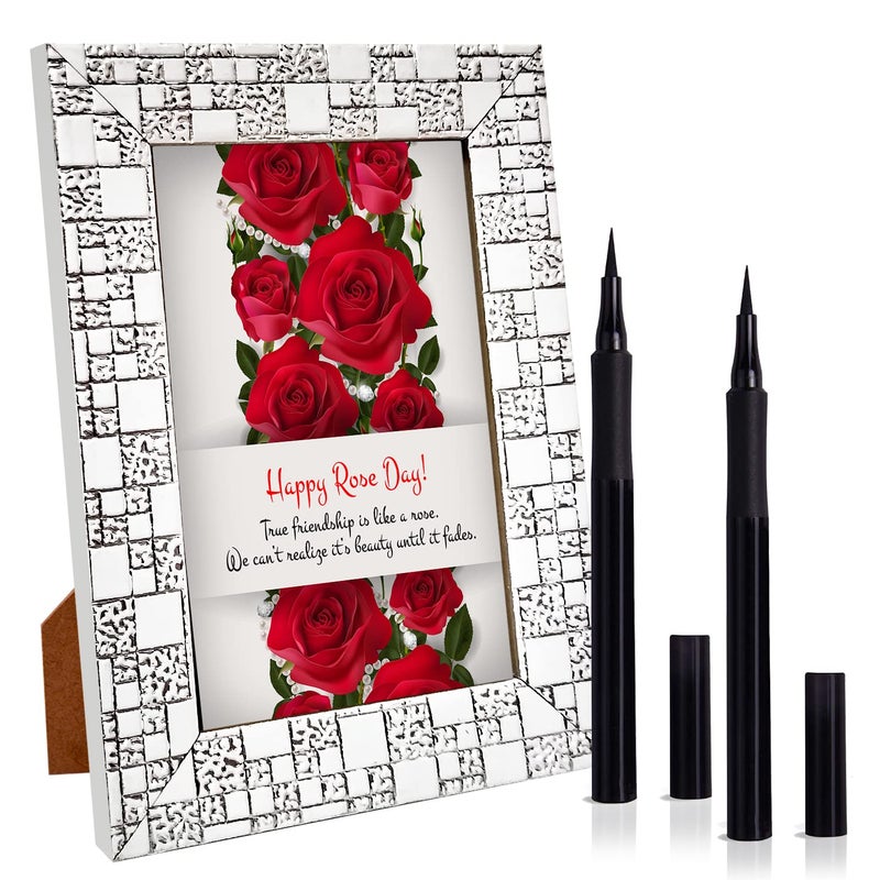 GIFT MY PASSION GIFT MY PASSION Happy Rose Day True Friendship Is Like A Rose We CanT Realize ItS Beauty Until Its Fades Quotation Photo Frame with 2 Eyeliner Black Pencil Combo Pack of 3 Gift for Her - Image 1
