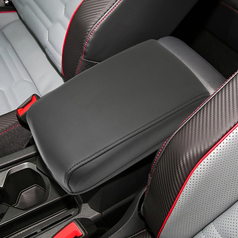SXCY for 2024 VW Tiguan Armrest Cover for Volkswagen Tiguan 2024 Accessories 20182022 2023 2024 Tiguan Center Console Cover 2024 Tiguan Middle Console Cover Black Leather Cover