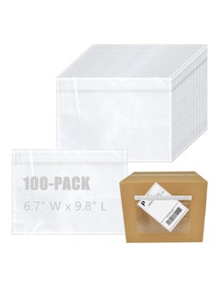 Excefore Shipping Label Sleeves 100Pcs, 7" x 10" Inches - Packing Slip Envelope Pouches with Self-Adhesive Peel & Seal, Clear Packing List Envelopes, Waterproof Mailing List Holder for Invoice Documents Labels  - Image 1
