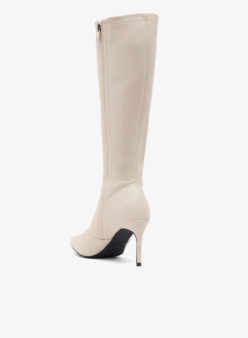 ELLA Pointed Toe Stiletto Heel Knee Boots - Image 3