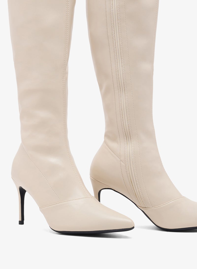 ELLA Pointed Toe Stiletto Heel Knee Boots - Image 4