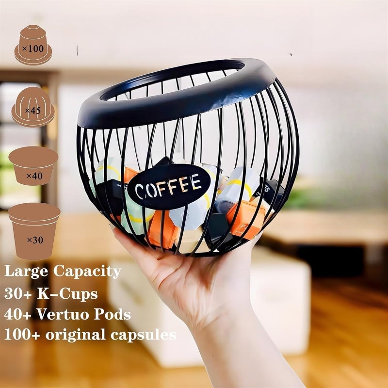 Coffee Pod Holder,K Cup Holders for Counter,Large Capacity K-cup Organizer, Coffee Station Organizer,Metal Coffee Pods Storage (Black)(Black) - Image 2