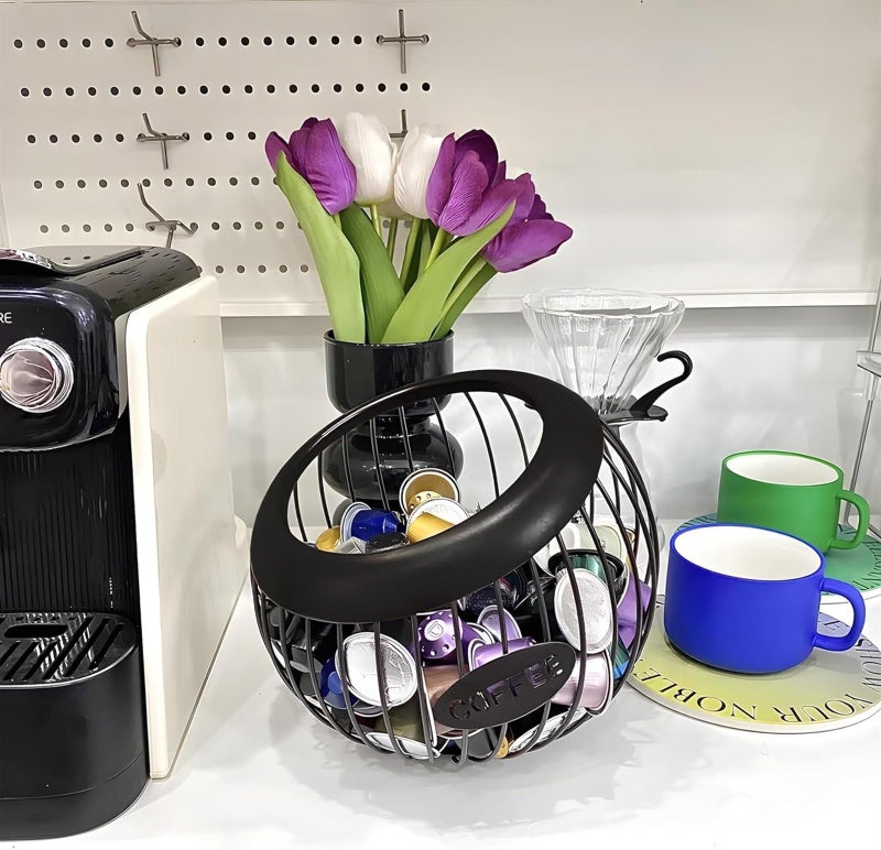 Coffee Pod Holder,K Cup Holders for Counter,Large Capacity K-cup Organizer, Coffee Station Organizer,Metal Coffee Pods Storage (Black)(Black) - Image 4