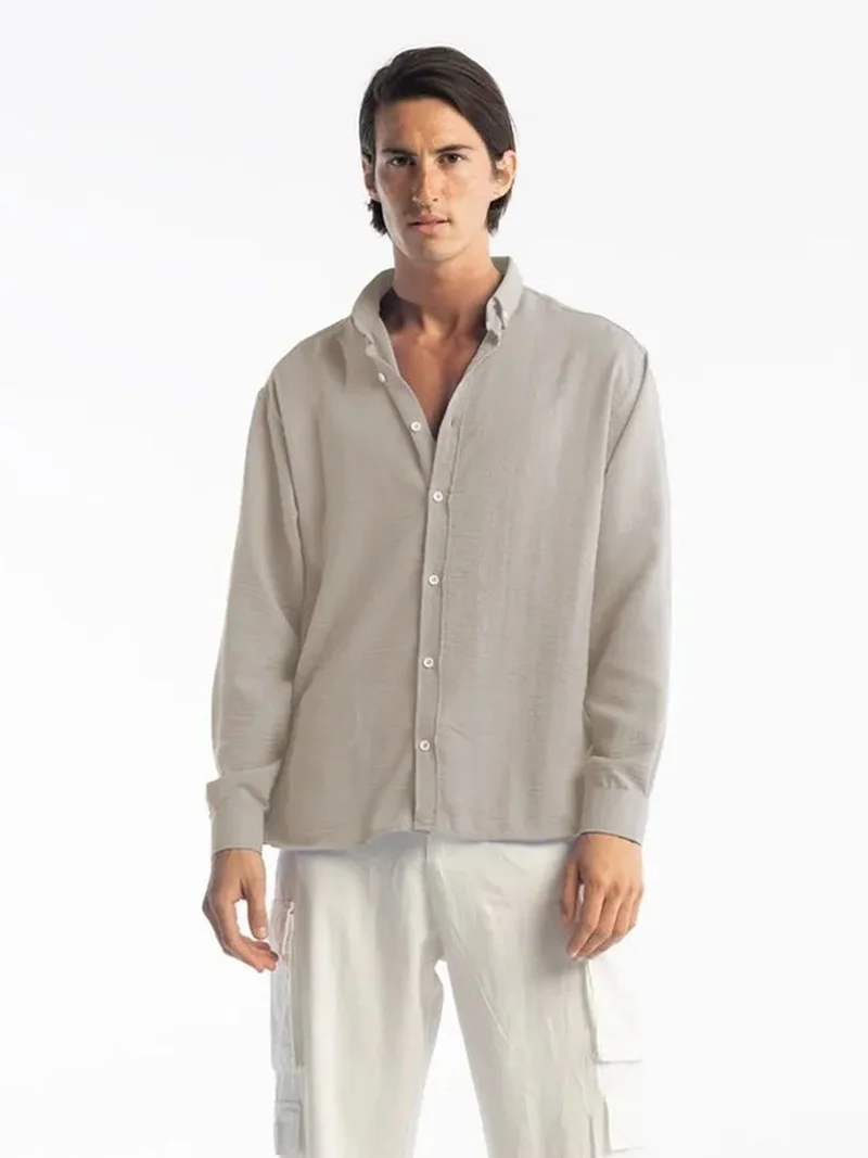 جيستو GIESTO Oversized Button-Up Long Sleeve Shirt