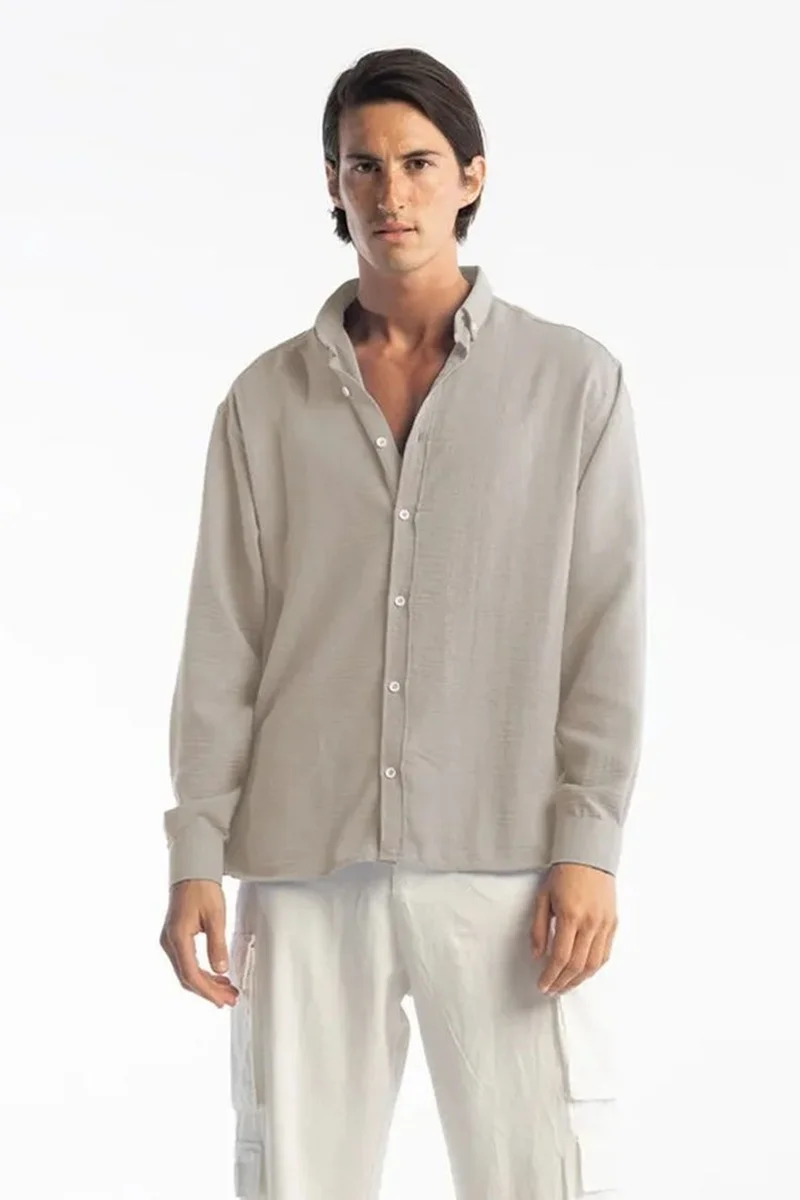 Giesto GIESTO Oversized Button-Up Long Sleeve Shirt