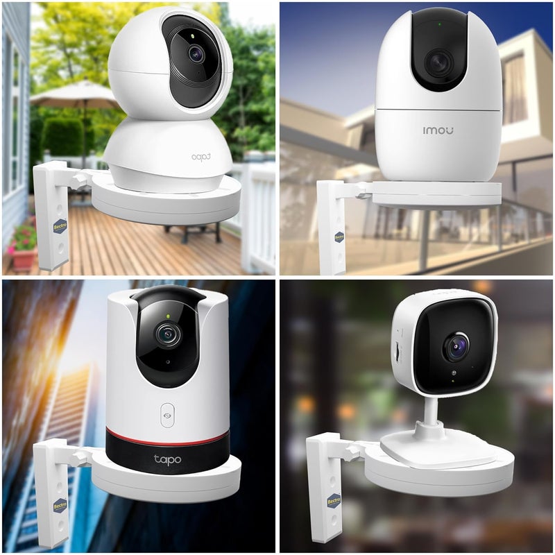 Bectro حامل كاميرا CCTV من PVC للتثبيت على الجدران والأسقف، لاصق قوي للتثبيت المباشر بدون حفر، للاستخدام الداخلي والخارجي (عبوة من 2 مجموعة) - Image 2