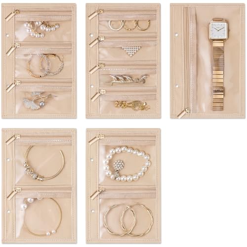 VLANDO Travel Jewelry BagsJewelry Storage Pouch5 Pcs Clear Velvet Zipper Pockets Bag for Travel Business Trip Jewelry Organizer for Women Girls - Image 3
