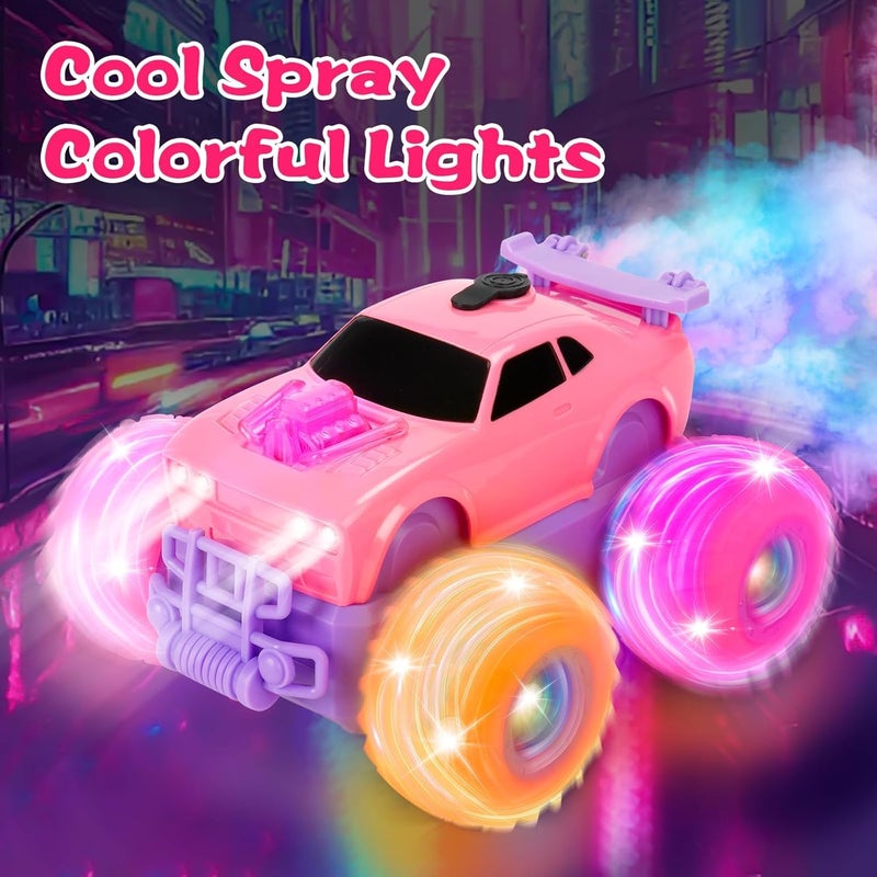 OMIRE Pink Princess Remote Control Stunt Car with Flashing Lights and Spray Effect - Image 2