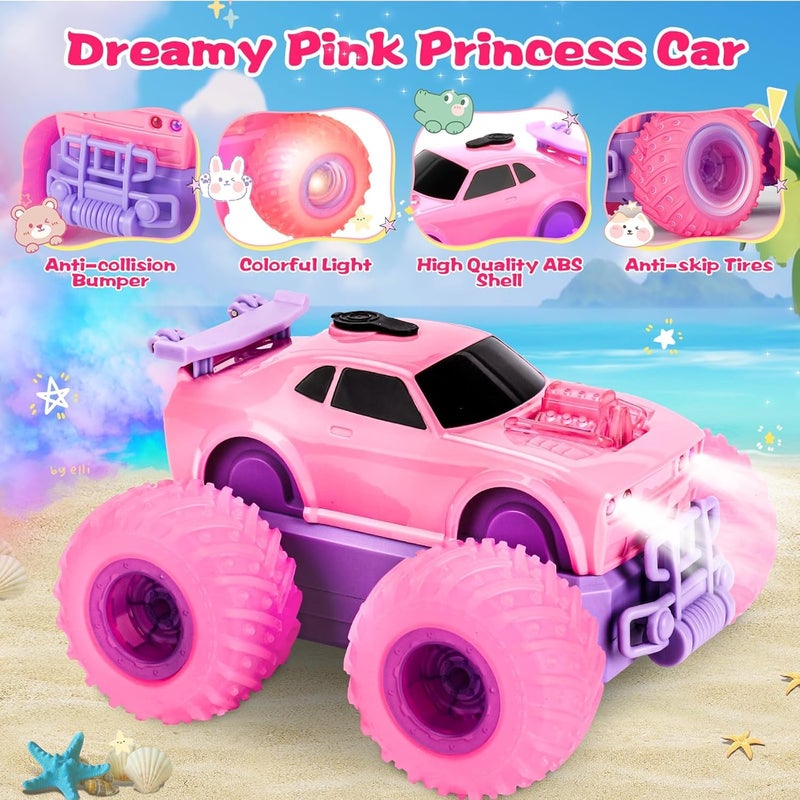 OMIRE Pink Princess Remote Control Stunt Car with Flashing Lights and Spray Effect - Image 5