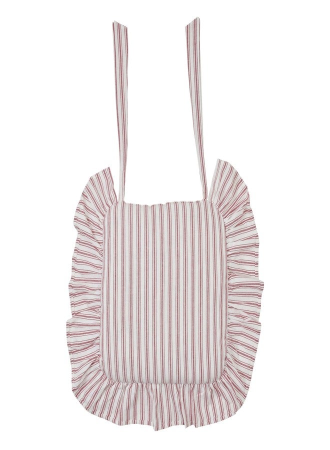 Piper Classics Timeless Ticking Red Ruffled Chair Pad, Country Farmhouse Vintage, Christmas Décor, Red & White Stripe, 16" L x 16" W, Plus Ruffle - Image 2