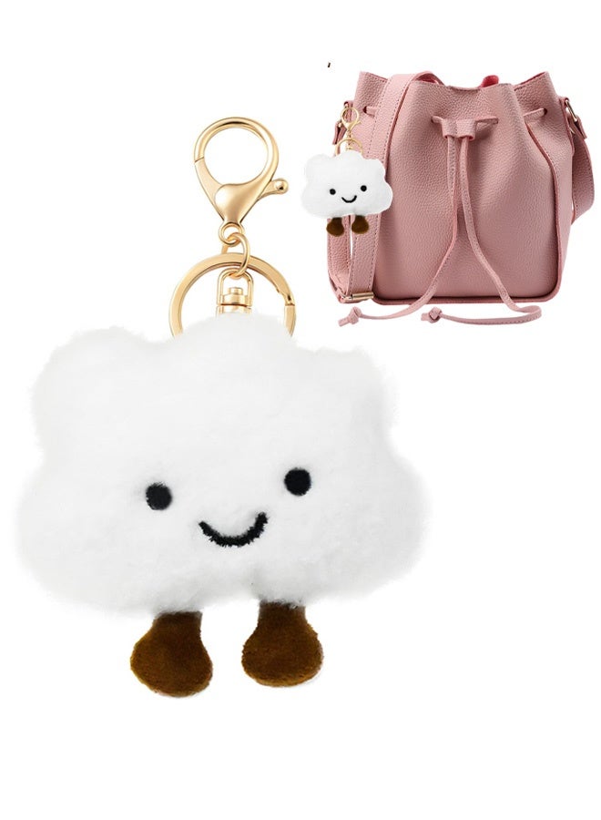Cute Cloud Plush Keychain for Women, Soft Bag Charm Keyring, Cute Keychain with Anti Lost Lanyard, Fluffy Backpack Purse Wallet Car Accessory - Image 1