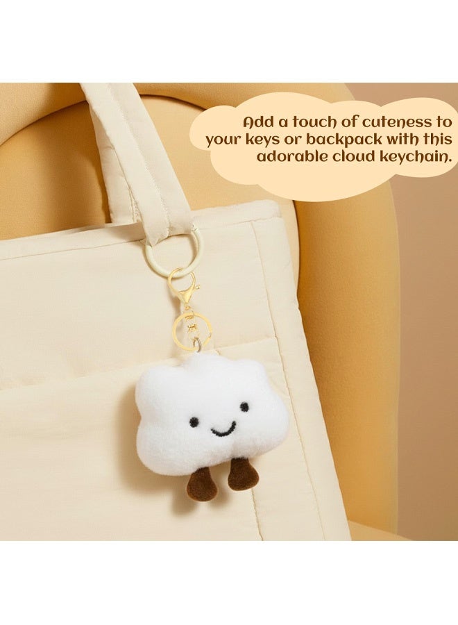 Cute Cloud Plush Keychain for Women, Soft Bag Charm Keyring, Cute Keychain with Anti Lost Lanyard, Fluffy Backpack Purse Wallet Car Accessory - Image 3