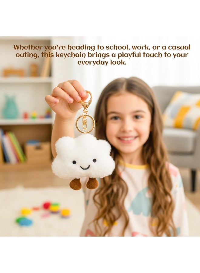 Cute Cloud Plush Keychain for Women, Soft Bag Charm Keyring, Cute Keychain with Anti Lost Lanyard, Fluffy Backpack Purse Wallet Car Accessory - Image 5
