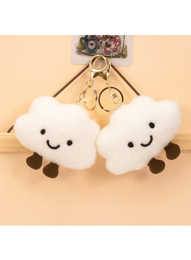 Cute Cloud Plush Keychain for Women, Soft Bag Charm Keyring, Cute Keychain with Anti Lost Lanyard, Fluffy Backpack Purse Wallet Car Accessory - Image 4
