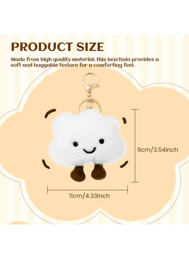 Cute Cloud Plush Keychain for Women, Soft Bag Charm Keyring, Cute Keychain with Anti Lost Lanyard, Fluffy Backpack Purse Wallet Car Accessory - Image 2
