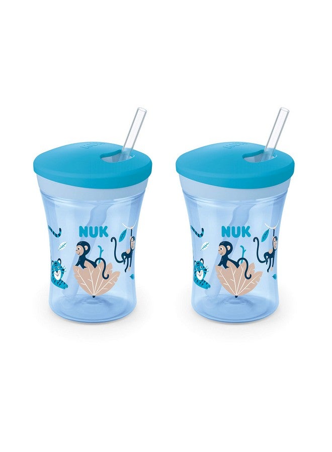 NUK Evolution Straw Cup, Blue 8 Ounce (Pack Of 2) - Image 1