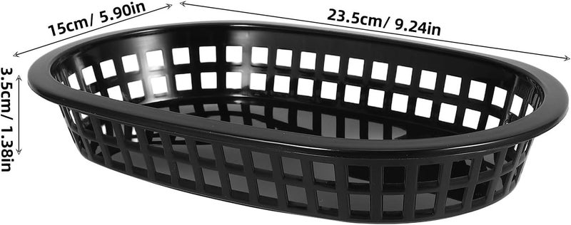 24pcs Plastic Snack Basket Fast Food Container for Fries Burgers Black Catering Tray for Restaurant Picnic Serving - Image 2