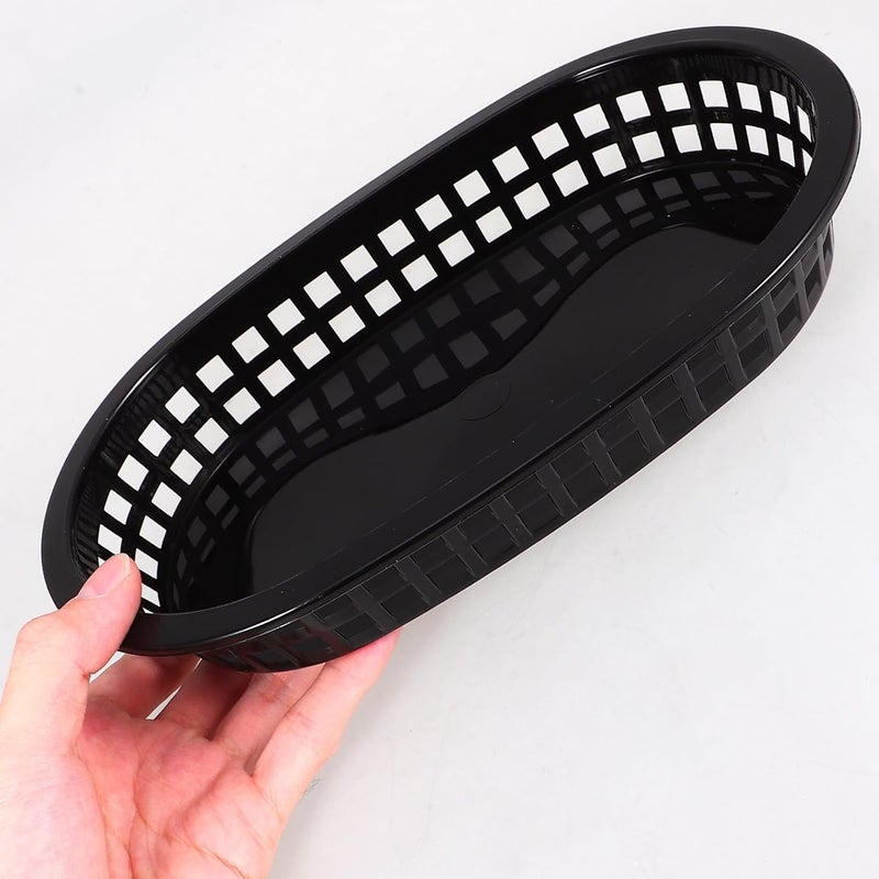 24pcs Plastic Snack Basket Fast Food Container for Fries Burgers Black Catering Tray for Restaurant Picnic Serving - Image 4