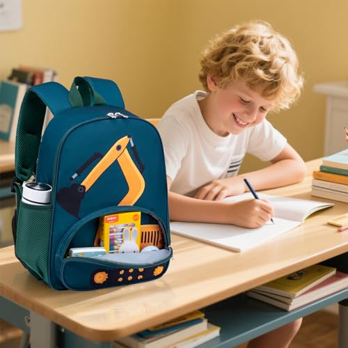 BTOOP Backpack for Kids Boys Girls Preschool Kindergarten Bookbag Set with Lunch Box Toddler School Bag (A-Excavator Constructi 2) - Image 2