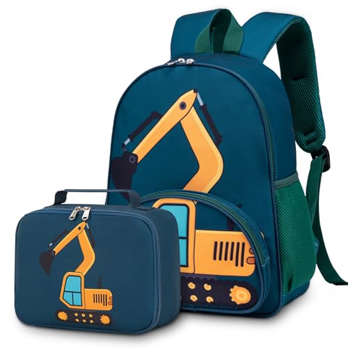 BTOOP Backpack for Kids Boys Girls Preschool Kindergarten Bookbag Set with Lunch Box Toddler School Bag (A-Excavator Constructi 2) - Image 1