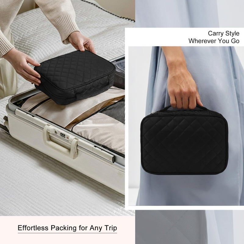 CEELGON Travel Jewelry Case Organizer and Storage Quilted Jewelry Pouch Box for Traveling Ring Necklace Earring Holder with Velvet Jewelry Binder Mini Portable Jewelry Bag (Black) - Image 5