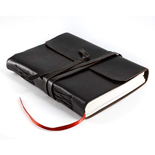 KomalC Handmade Leather Journal | Writing Notebook Diary | Bound Daily Notepad For Men & Women Unlined Paper Medium, writing pad for artist, sketch - Image 1