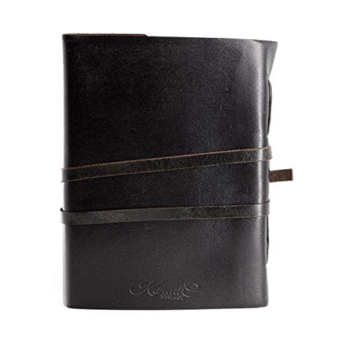 KomalC Handmade Leather Journal | Writing Notebook Diary | Bound Daily Notepad For Men & Women Unlined Paper Medium, writing pad for artist, sketch - Image 4