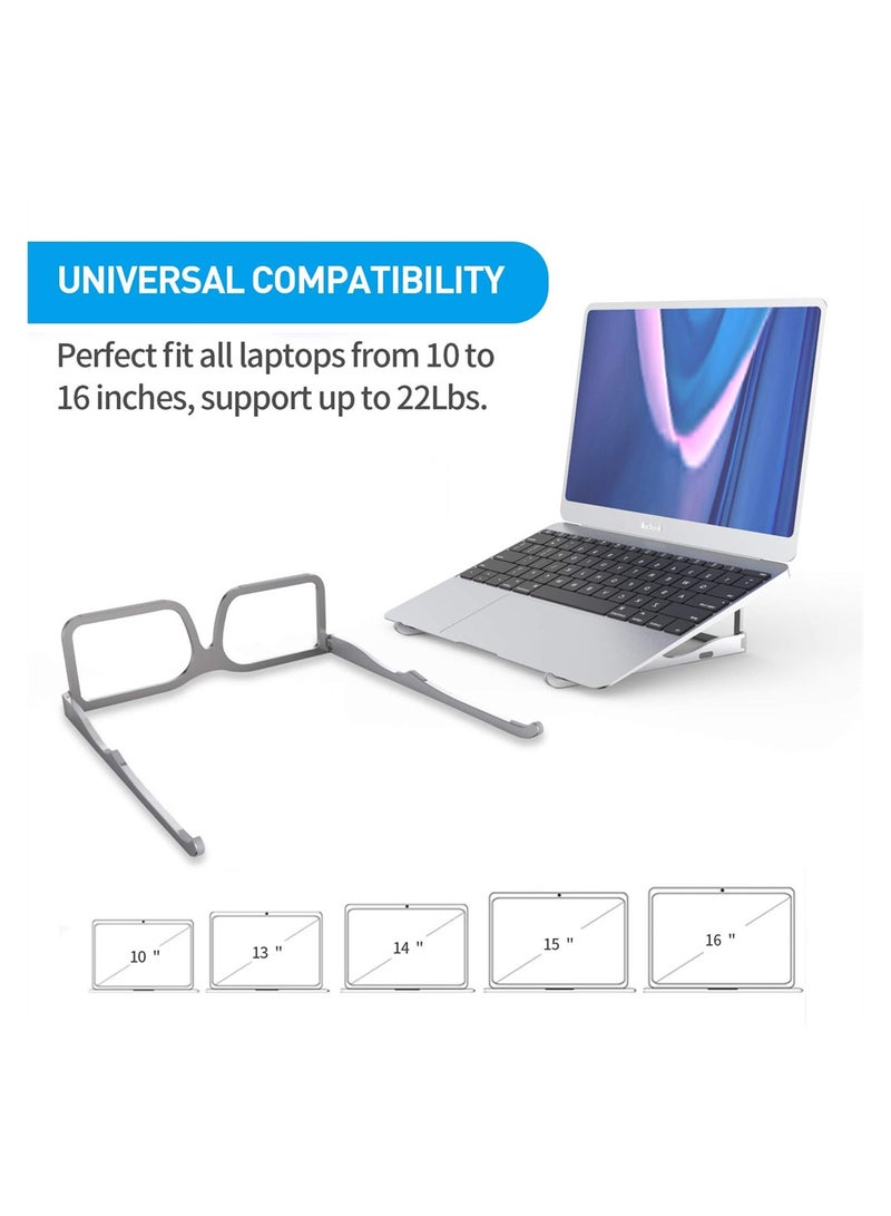 SYOSI Foldable Laptop Stand, Laptop Stand Ergonomic for Desk, The Portable Laptop Riser, Aluminum Laptop Stand for Desk, Compatible with Mac MacBook Pro Air, for Surface, and More 10-16 in Computer - Image 2
