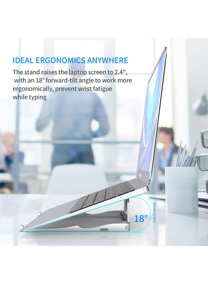 SYOSI Foldable Laptop Stand, Laptop Stand Ergonomic for Desk, The Portable Laptop Riser, Aluminum Laptop Stand for Desk, Compatible with Mac MacBook Pro Air, for Surface, and More 10-16 in Computer - Image 4