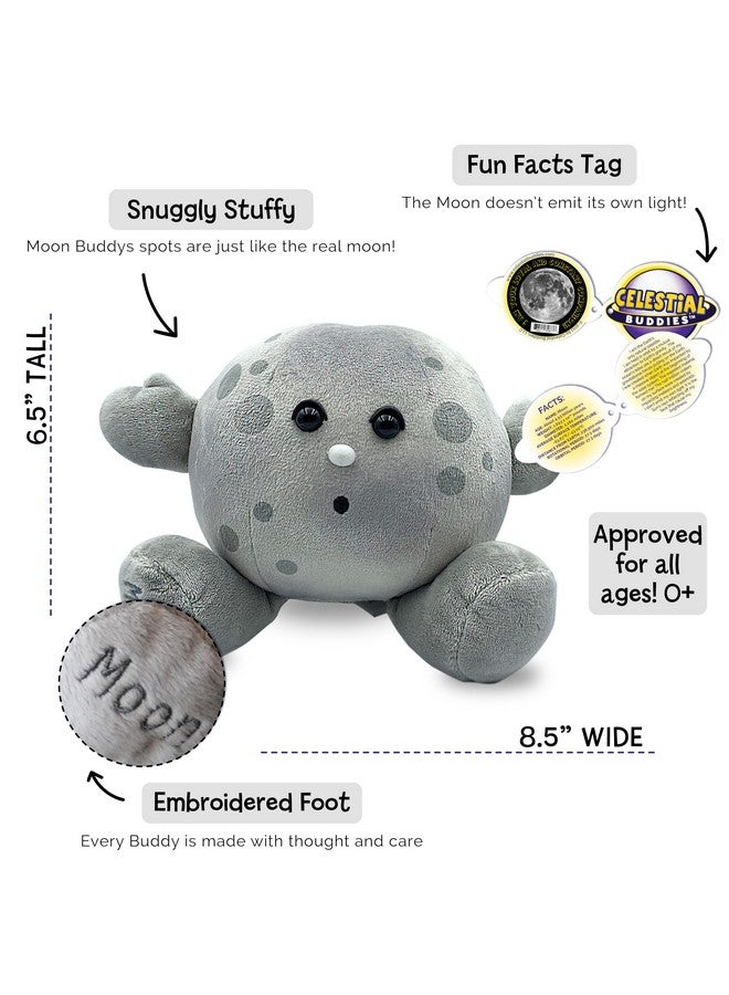 Celestial Buddies Moon Buddy Learning Science Astronomy Space Solar System Educational Plush Stuffed Planet Toy - 8.5 Inches - Image 2