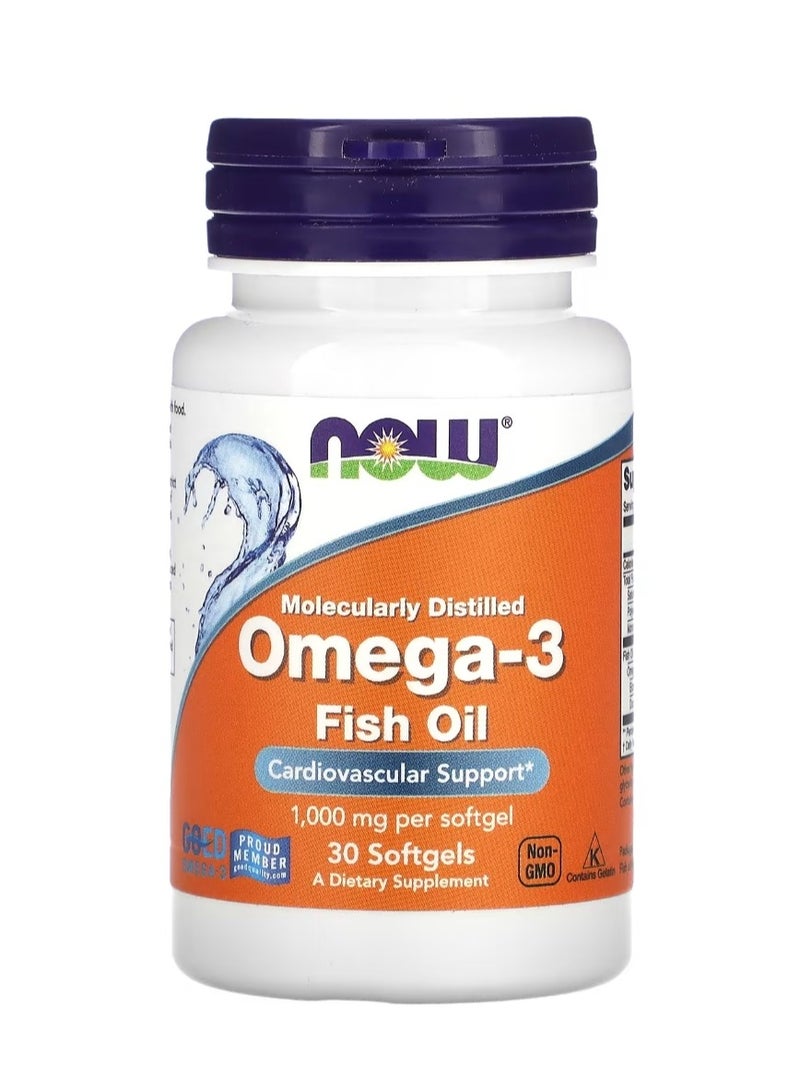 ناو فودز زيت السمك أوميغا-3 1000 ملغ، 30 كبسولة لينة - Image 1