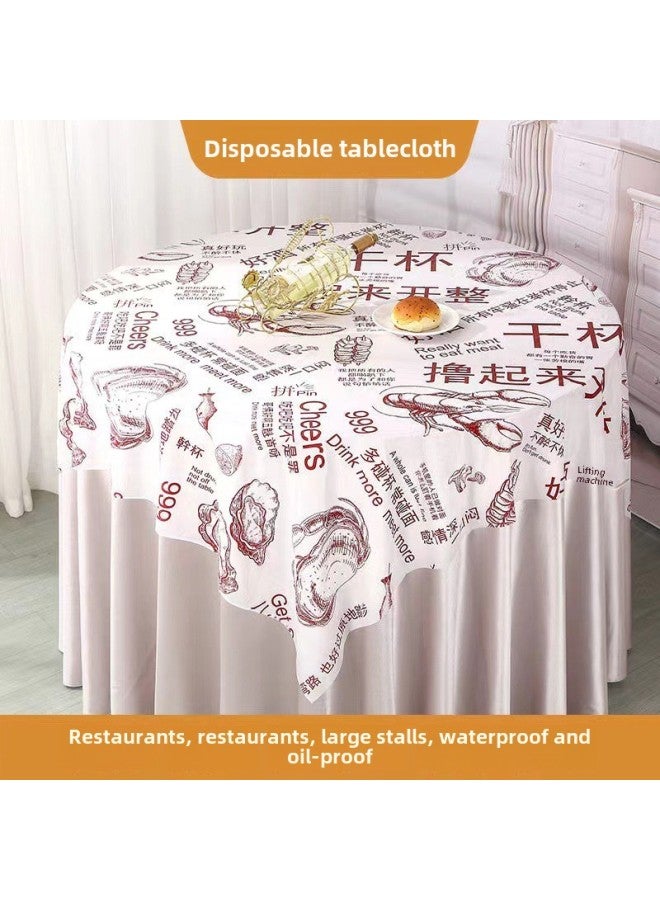 Disposable Tablecloth Kindergarten Party Ins Fresh Cartoon Printed Plastic Waterproof Tablecloth Household Square-Color:Crayfish ]-Specifications:200 X200cm (special Thickened)  - Image 1
