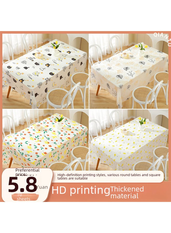 Disposable Tablecloth Kindergarten Party Ins Fresh Cartoon Printed Plastic Waterproof Tablecloth Household Square-Color:Crayfish ]-Specifications:200 X200cm (special Thickened)  - Image 2