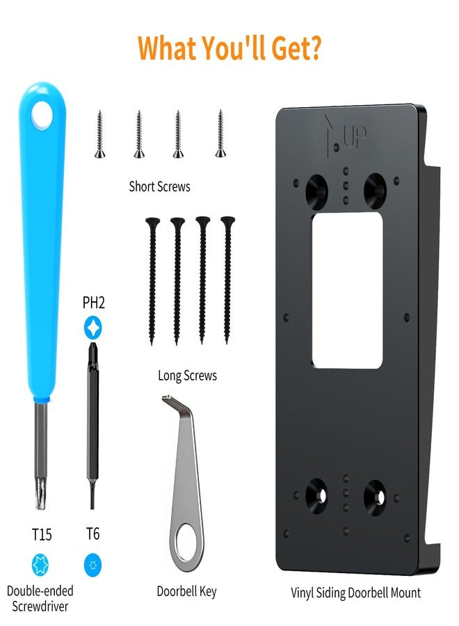 SENLEG Vinyl Siding Doorbell Wall Mount Kit Fit for Ring/Video Doorbell, Vertical Doorbell Angle Wedge Mounting Bracket Plate(4-inch Standard Vinyl Siding Only) - Image 4