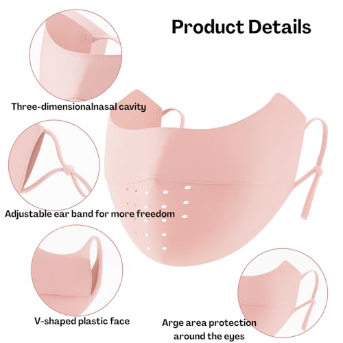 Flavizo Sun Protection Face Mask for Women, Breathable Cooling UV Face Cover for Outdoor Cycling, Driving and Hiking - Seamless Design, Adjustable Ear Loops (Pink) - Image 3