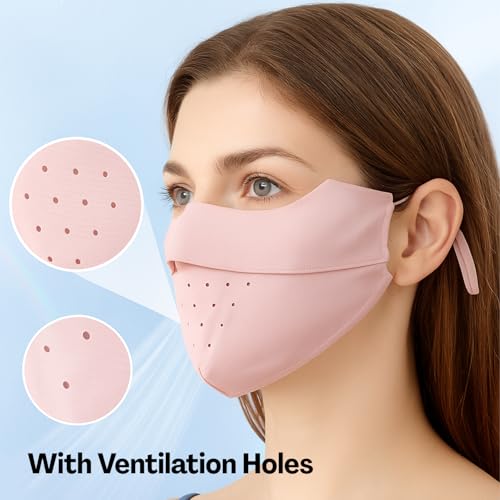 Flavizo Sun Protection Face Mask for Women, Breathable Cooling UV Face Cover for Outdoor Cycling, Driving and Hiking - Seamless Design, Adjustable Ear Loops (Pink) - Image 5