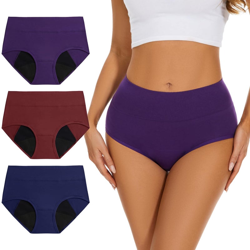 Allbase Incontinence Underwear for Women High Absorbency Period Panties Ladies Leakproof Protective Menstrual Postpartum Bladder Control Washable Cotton Briefs Multipack - Image 1