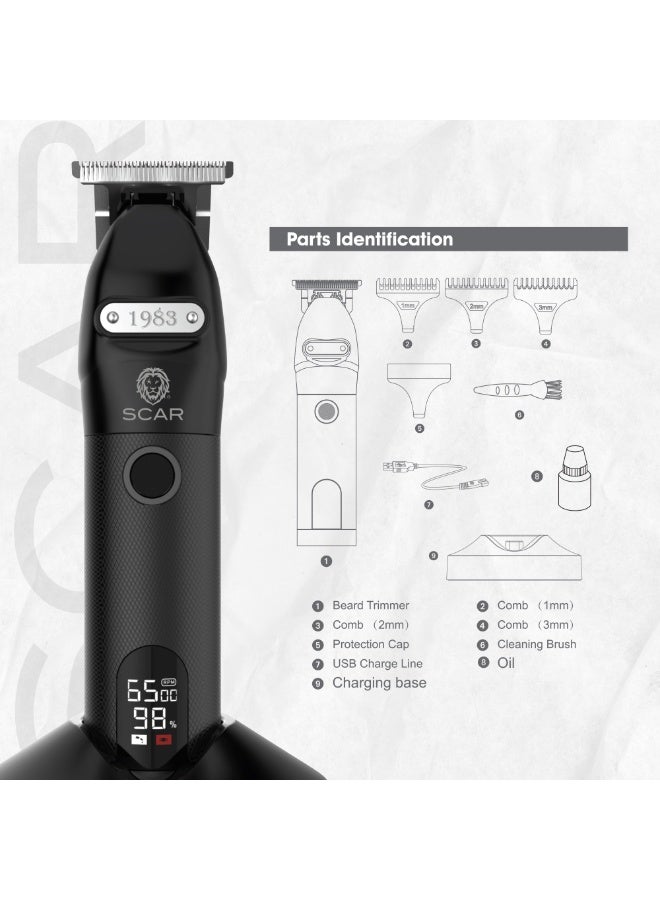 Scar Professional Hair Trimmer Small 1983 Cordless, Adjustable Guards, Steel Blades - Image 2