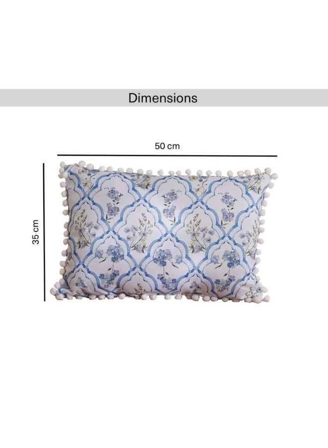 Pan Home وسادة خارجية مطبوعة بنقشة السرخس 50x35 سم - أزرق - Image 4