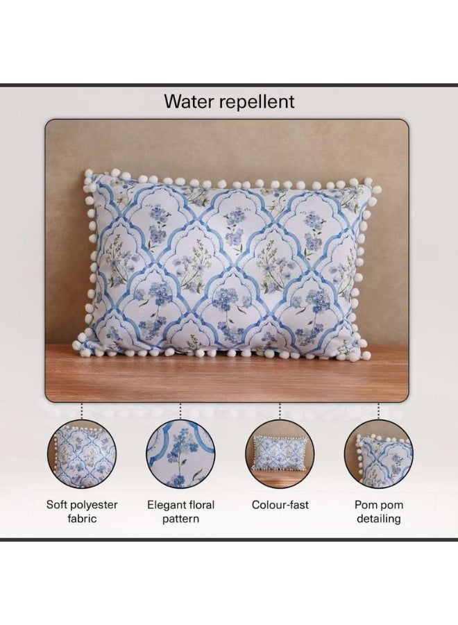 Pan Home وسادة خارجية مطبوعة بنقشة السرخس 50x35 سم - أزرق - Image 3