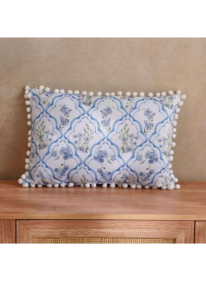 Pan Home وسادة خارجية مطبوعة بنقشة السرخس 50x35 سم - أزرق - Image 1