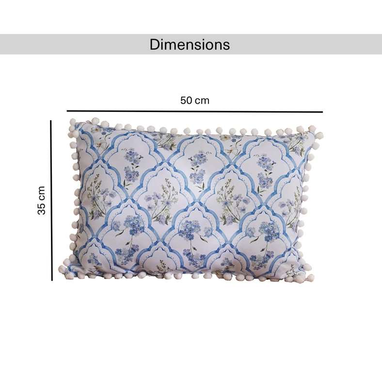 Pan Home وسادة خارجية مطبوعة بنقشة السرخس 50x35 سم - أزرق - Image 4