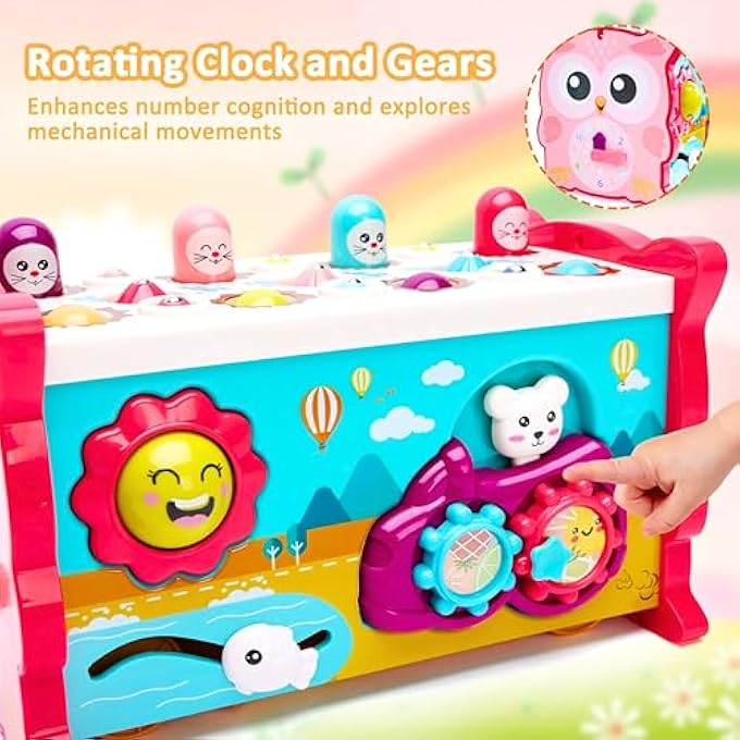 8-IN-1 MONTESSORI ACTIVITY BOX – EDUCATIONAL TODDLER TOYS WITH XYLOPHONE, WHACK-A-MOLE, MAGNETIC FISHING, CLOCK, PULL-ALONG & MORE – SENSORY LEARNING TOY FOR BOYS & GIRLS AGES 1-4 YEARS - Image 5
