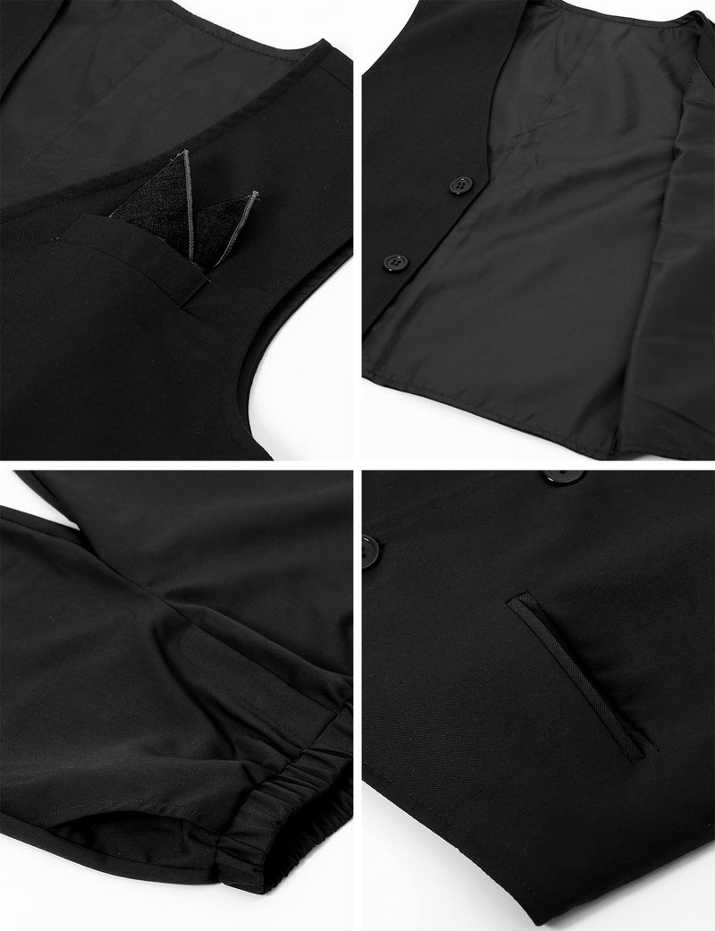A&J DESIGN Kids Suits for Boys Wedding Gentleman Photoshoot Formal Church Ring Bearer Funeral Outfit Summer Short Set Tuxedo Black 10-11 Years - Image 5
