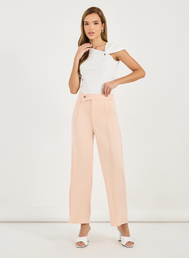 Styli Styli Solid Pintuck Detail Straight Fit Pants  - Image 1