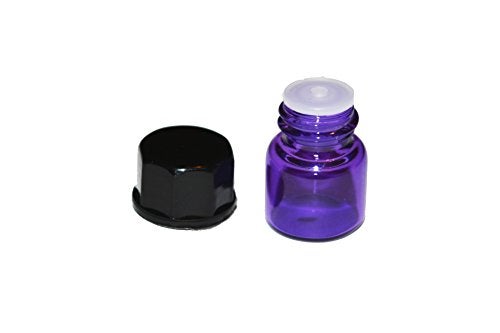 Simply Essential Solutions 100pcs 1ml (1/4 dram) Purple Mini Glass Bottle 1cc Purple Sample Vial Small Essential Oil Bottle Travel Must + one 7 Chakra Bracelet with Volcanic Lava for essential oil diffusing - Image 5
