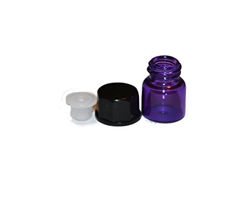 Simply Essential Solutions 100pcs 1ml (1/4 dram) Purple Mini Glass Bottle 1cc Purple Sample Vial Small Essential Oil Bottle Travel Must + one 7 Chakra Bracelet with Volcanic Lava for essential oil diffusing - Image 4